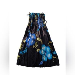 NWT Hibiscus Collection Hawaii Floral Black and Blue Swim Coverup One Size